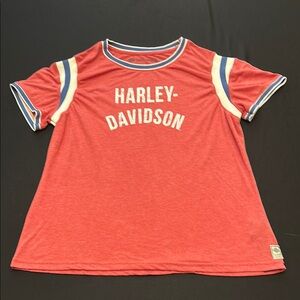 Harley-Davidson Red and Blue Short Sleeve Tee